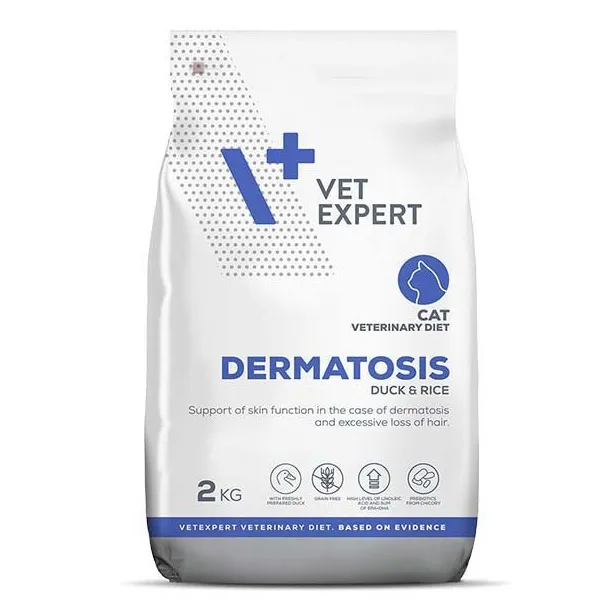VetExpert Диета при дерматозах для кошек - Утка и Рис 2 кг (Dermatosis Cat Duck & Rice)